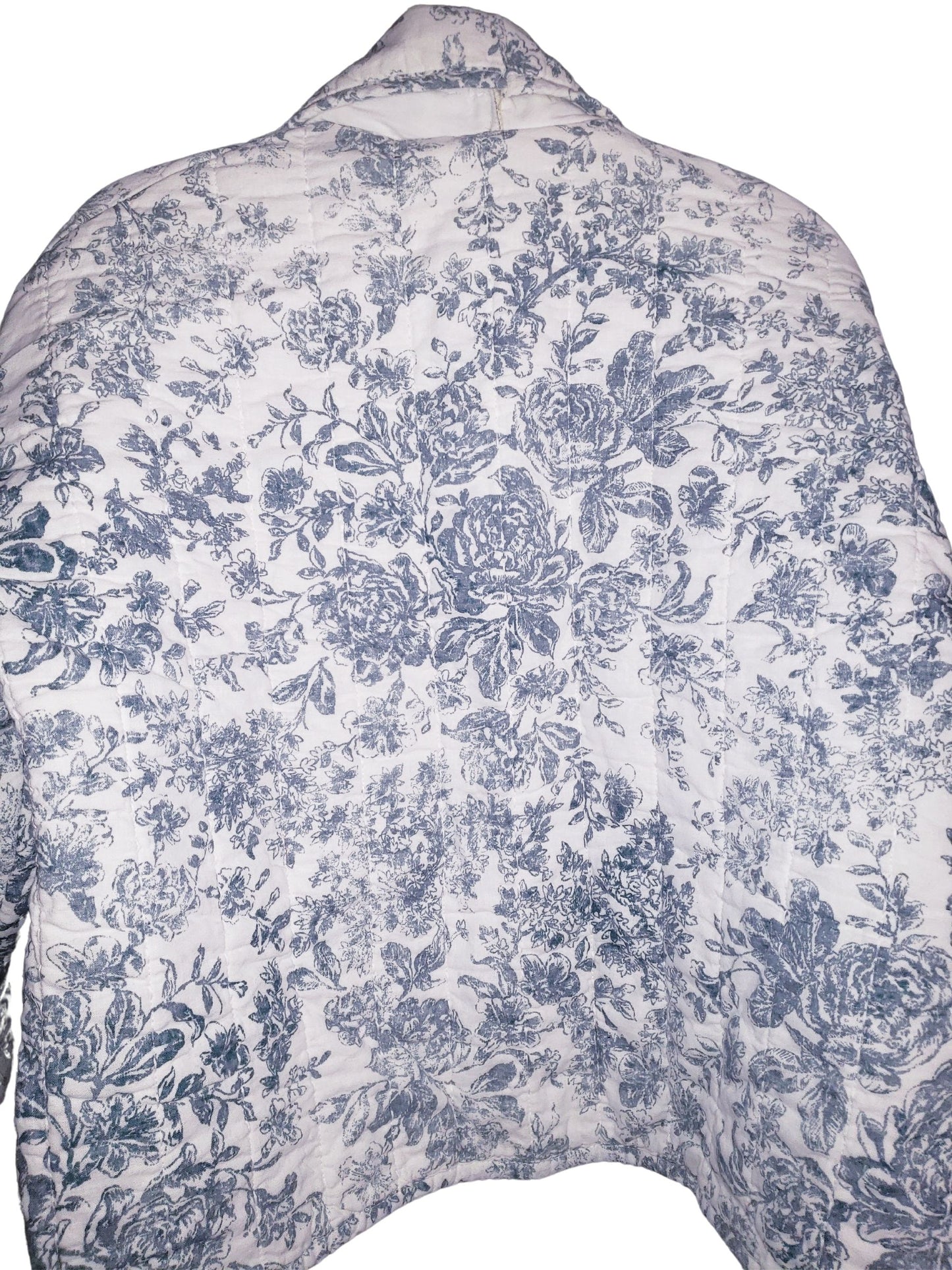 Blue & White Toile Floral print Relaxed Fit Quilt Coat Fits Most Sizes