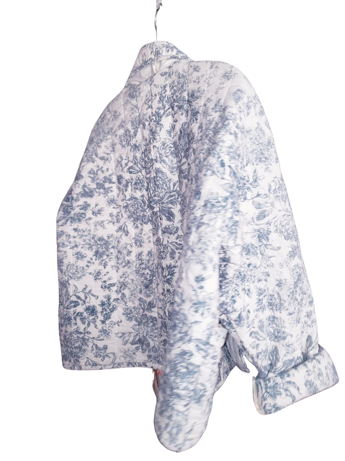 Blue & White Toile Floral print Relaxed Fit Quilt Coat Fits Most Sizes