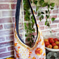 Handmade SUNNY SUNFLOWERS Colorful Boho Shoulder Bags, Cotton Bohemian Bags Denim Lined