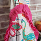 Handmade FLAMINGO LOVE Colorful Boho Shoulder Bags, Cotton Bohemian Bags Lined