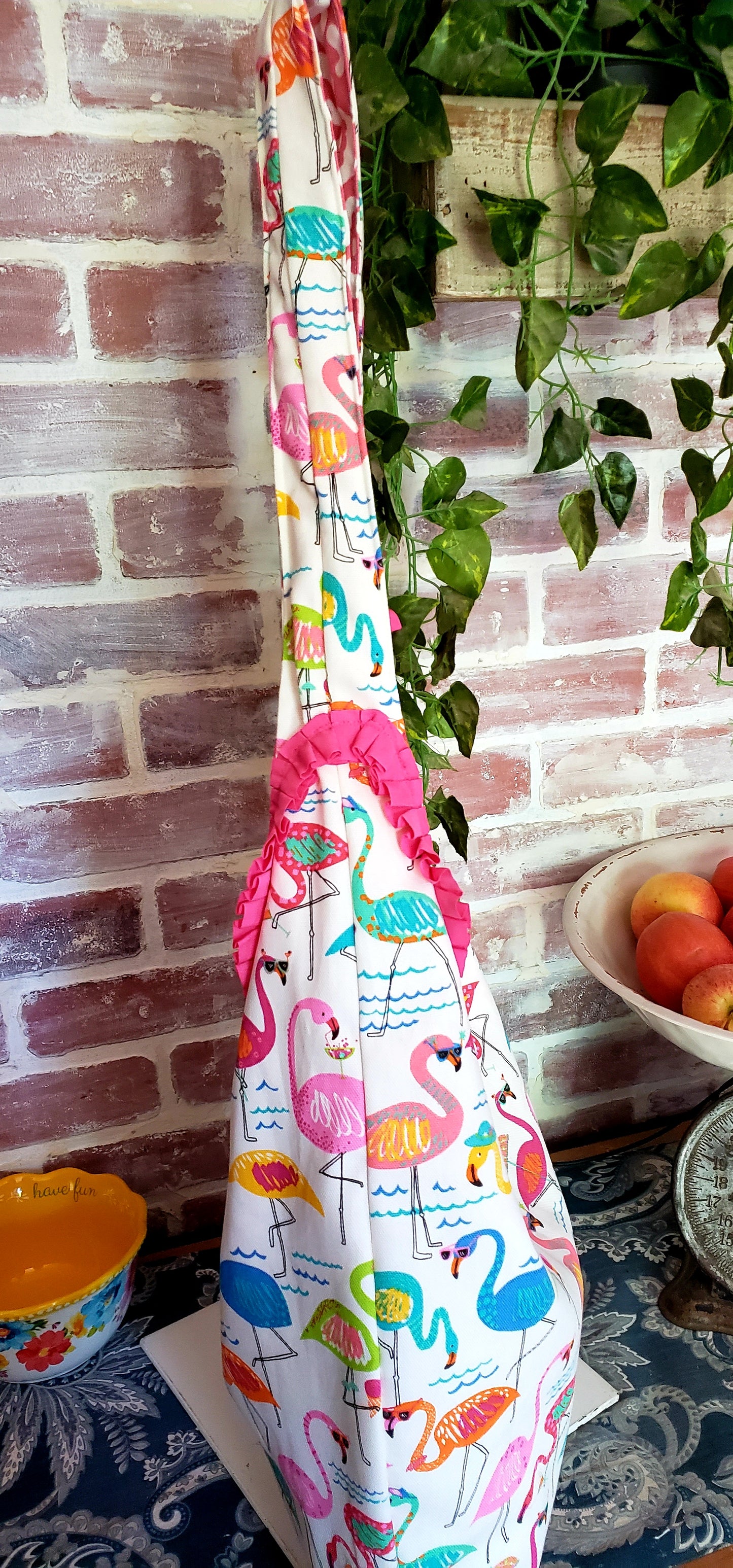 Handmade FLAMINGO LOVE Colorful Boho Shoulder Bags, Cotton Bohemian Bags Lined