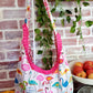 Handmade FLAMINGO LOVE Colorful Boho Shoulder Bags, Cotton Bohemian Bags Lined