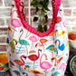 Handmade FLAMINGO LOVE Colorful Boho Shoulder Bags, Cotton Bohemian Bags Lined