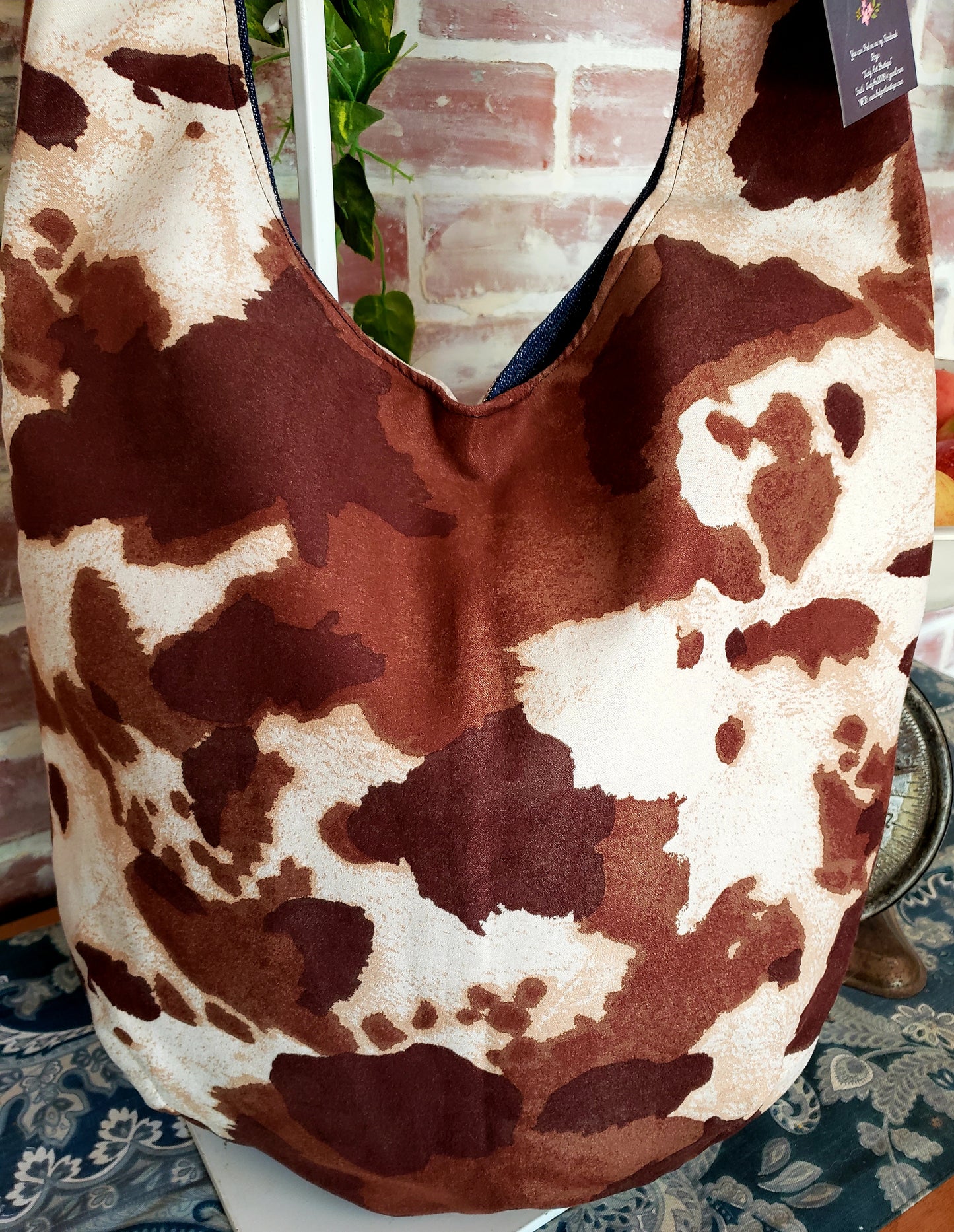 Handmade WESTERN COW HIDE COWBOY Colorful Boho Shoulder Bags, Cotton Bohemian Bags Denim Lined