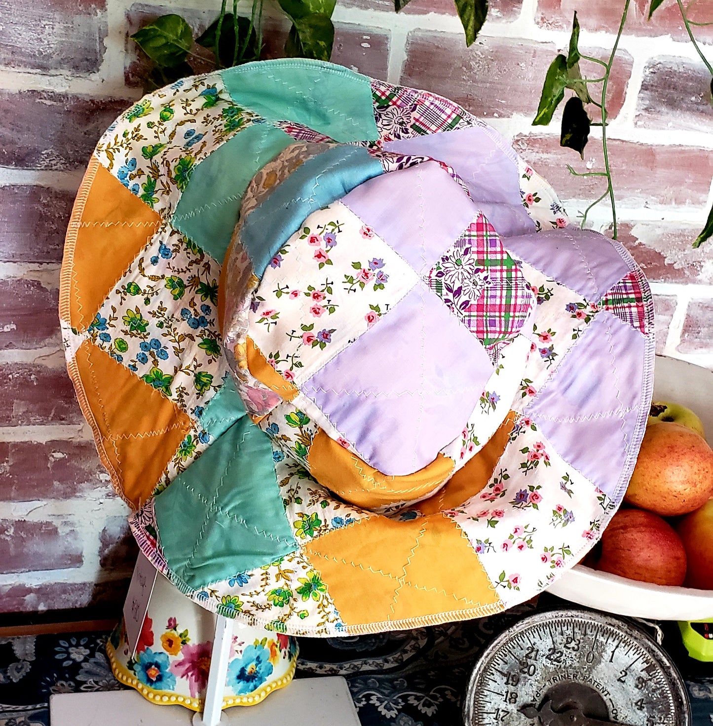 ViNtAgE 70's HANDMADE Floppy Patchwork Hat // Wide Brim // Floral Plaid Cotton Sun Hat HiPPiE Beach Boho #9