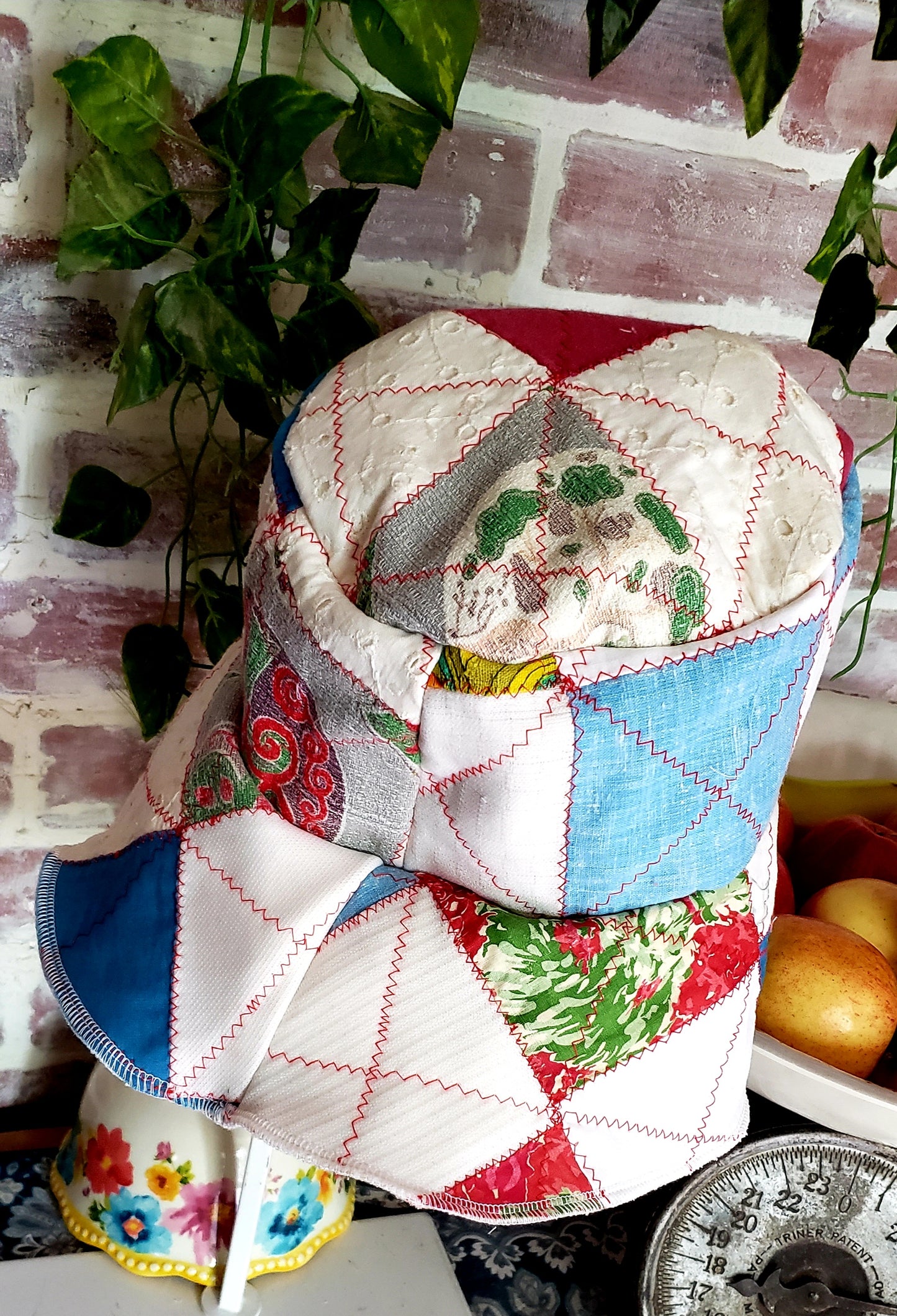 ViNtAgE 70's HANDMADE Floppy Patchwork Hat // Wide Brim // Floral Calico Cotton Sun Hat HiPPiE Beach Boho #5