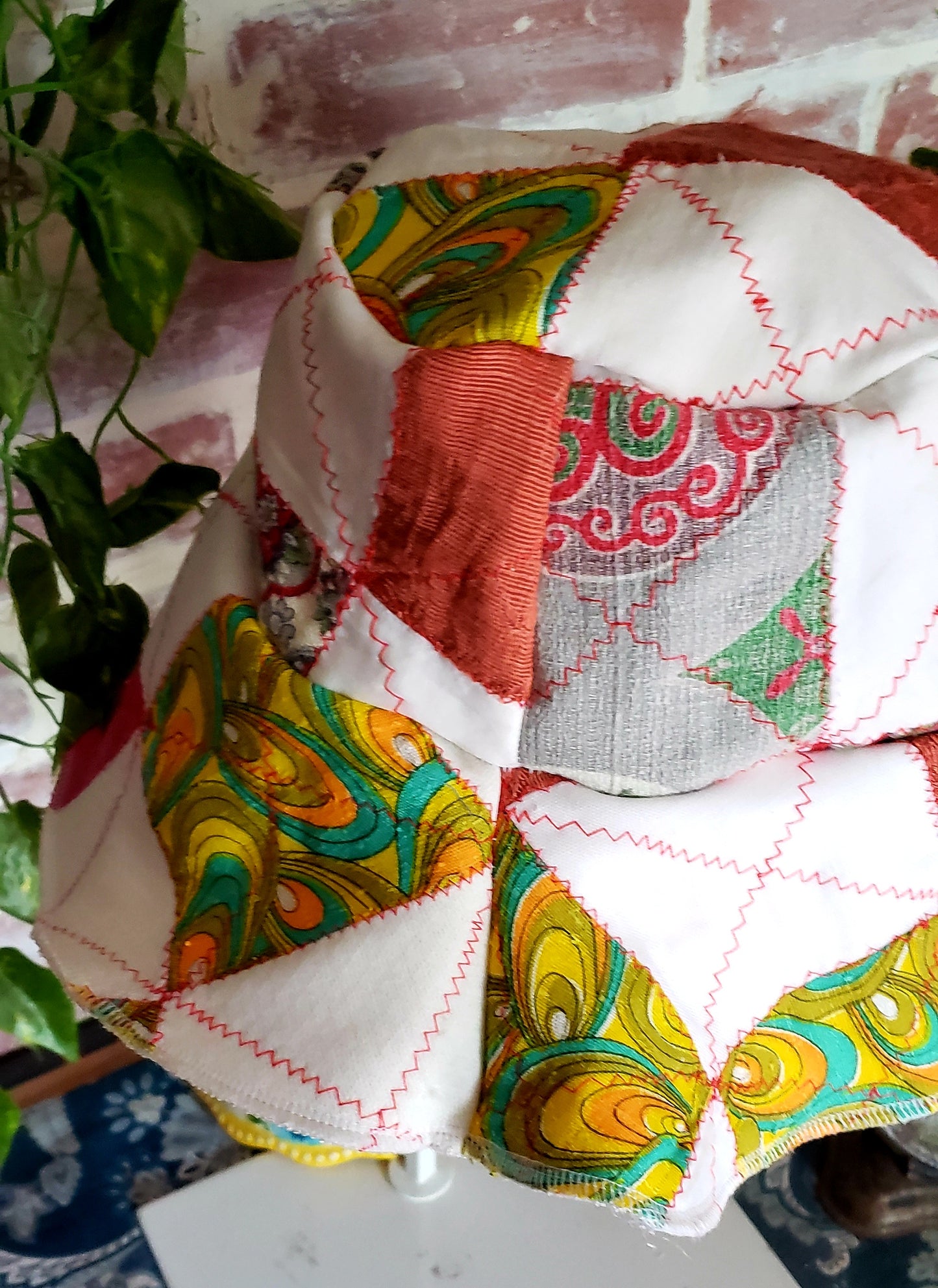 ViNtAgE 70's HANDMADE Floppy Patchwork Hat // Wide Brim // Floral Calico Cotton Sun Hat HiPPiE Beach Boho #1