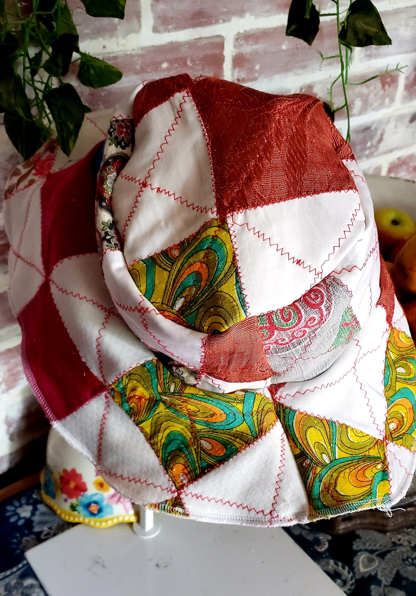 ViNtAgE 70's HANDMADE Floppy Patchwork Hat // Wide Brim // Floral Calico Cotton Sun Hat HiPPiE Beach Boho #1