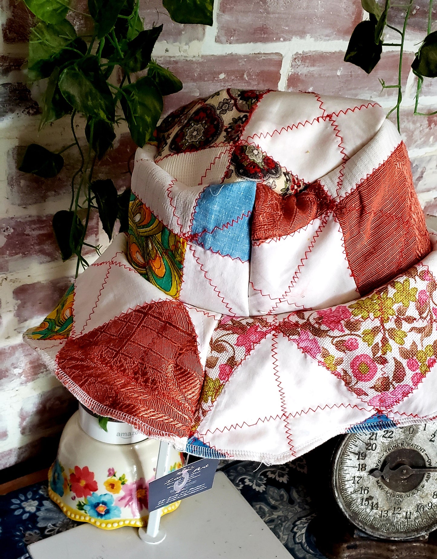 ViNtAgE 70's HANDMADE Floppy Patchwork Hat // Wide Brim // Floral Calico Cotton Sun Hat HiPPiE Beach Boho #2