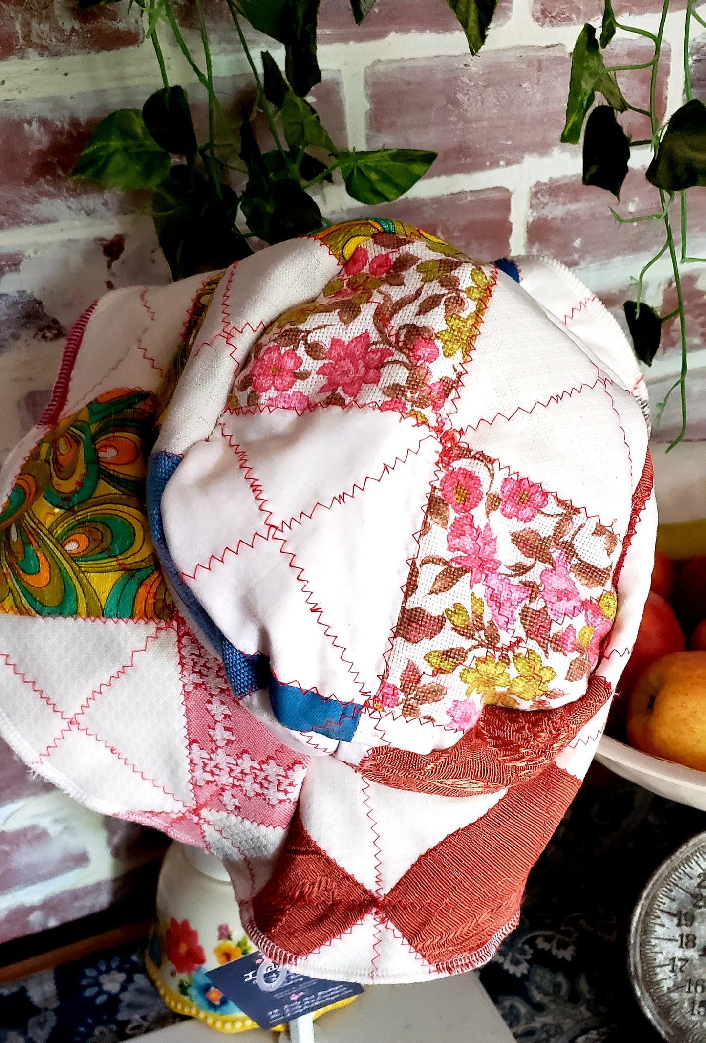 ViNtAgE 70's HANDMADE Floppy Patchwork Hat // Wide Brim // Floral Calico Cotton Sun Hat HiPPiE Beach Boho #3