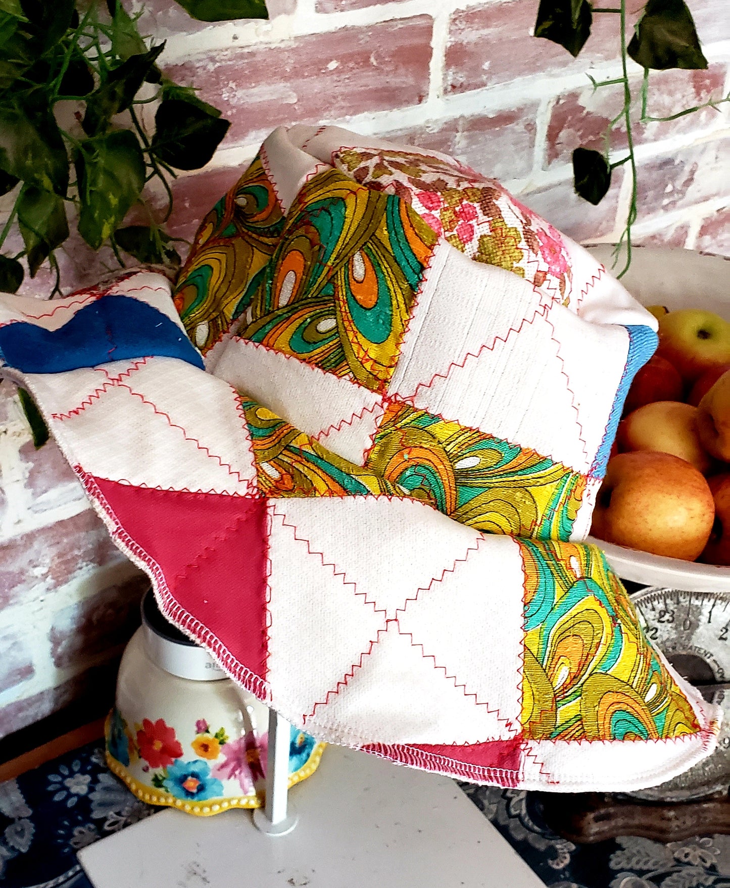 ViNtAgE 70's HANDMADE Floppy Patchwork Hat // Wide Brim // Floral Calico Cotton Sun Hat HiPPiE Beach Boho #3