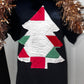 Vintage Quilted Christmas Tree Appliqué NEW Black Tee Shirt 100% Cotton Patchwork Top, Christmas Holiday Season,