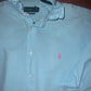 Women's XL 1X 2X 3X Blue & White Gingham Ralph Lauren Upcycled Men's Shirt Button Down with Ruffle Collar Reworked Shirt