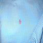 Women's XL 1X 2X 3X Blue & White Gingham Ralph Lauren Upcycled Men's Shirt Button Down with Ruffle Collar Reworked Shirt