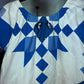 Blue & Cream Quilt Top Babydoll Peasant Dress S/M