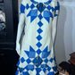 Blue & Cream Quilt Top Babydoll Peasant Dress S/M