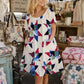 Red White & Cream Large Star Peasant BabyDoll Dress Large X-Large