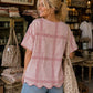 Vintage Dusty Rose Jacquard Woven Coverlet Box Top