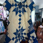 Blue & Cream Quilt Top Babydoll Peasant Dress S/M