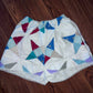 Cream Vintage Quilt Top 4 Point STARS Elastic Waist Shorts
