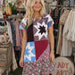 Multi Color STARBURST Patch Peasant Babydoll Dress S/M