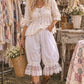 Cotton Blend WHITE LACE Lantern Bloomer Loose Fit High Waist Lace Pants Women
