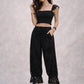Cotton Blend BLACK LACE Lantern Bloomer Loose Fit High Waist Lace Pants Women