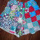 Vintage FEEDSACK Fabric Patchwork Quilt l Elastic Waist Shorts