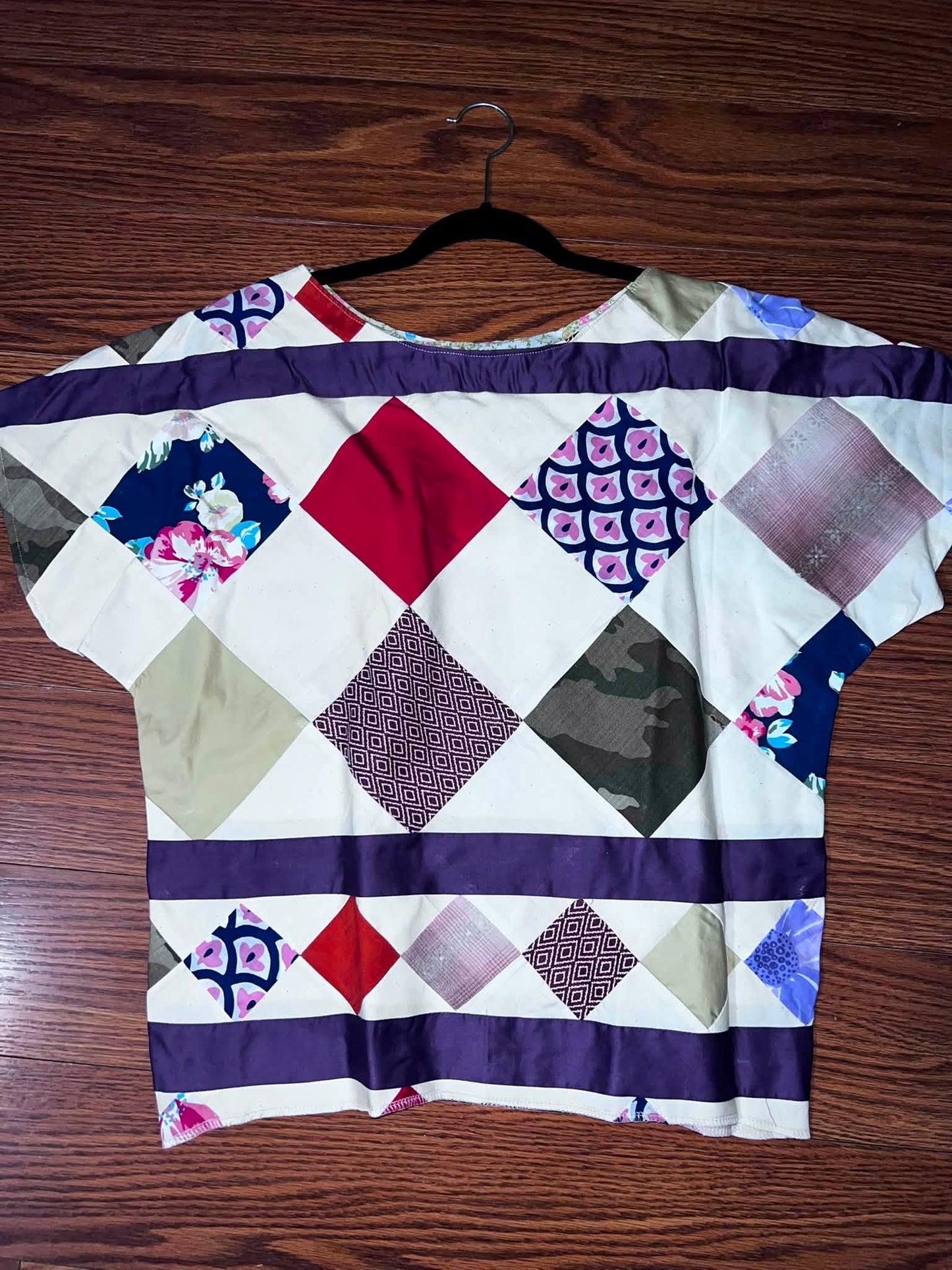 Diamond Square Patchwork  Quilt Top Boxy Top