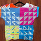 Vintage hand pieces patchwork FLYING GEESE VARIATION Quilt Top Box Top
