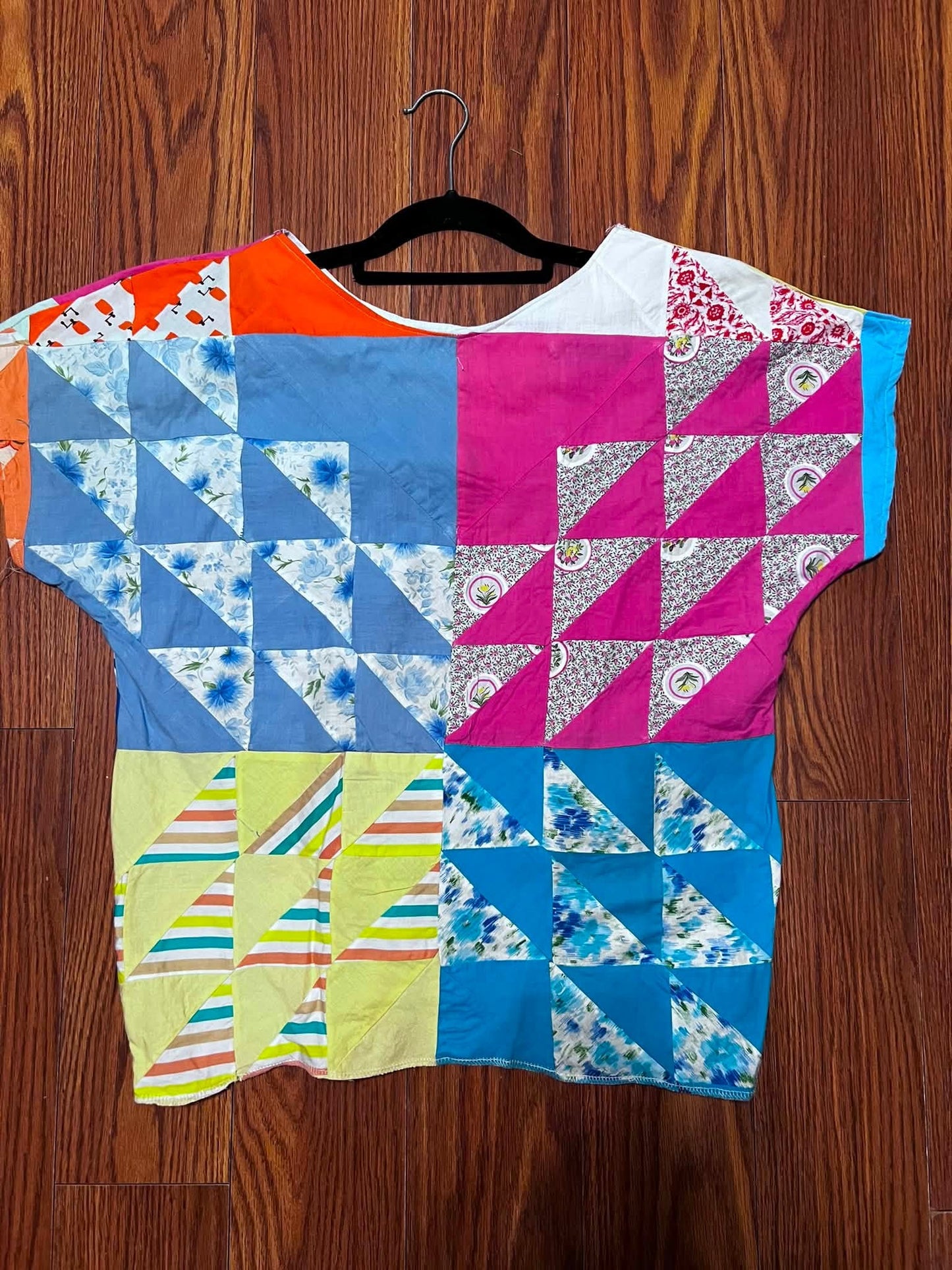 Vintage hand pieces patchwork FLYING GEESE VARIATION Quilt Top Box Top