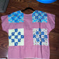 Vintage 20 (5x5) FEEDSACK Patch Quilt Top Boxy Top