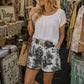 Black & Creamy White Waverly French Toile Shorts Large/X-Large  w/pockets