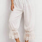 Cotton Blend WHITE LACE Lantern Bloomer Loose Fit High Waist Lace Pants Women