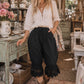 Cotton Blend BLACK LACE Lantern Bloomer Loose Fit High Waist Lace Pants Women