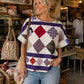 Diamond Square Patchwork  Quilt Top Boxy Top