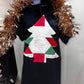 Vintage Quilted Christmas Tree Appliqué NEW Black Tee Shirt 100% Cotton Patchwork Top, Christmas Holiday Season,