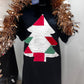 Vintage Quilted Christmas Tree Appliqué NEW Black Tee Shirt 100% Cotton Patchwork Top, Christmas Holiday Season,