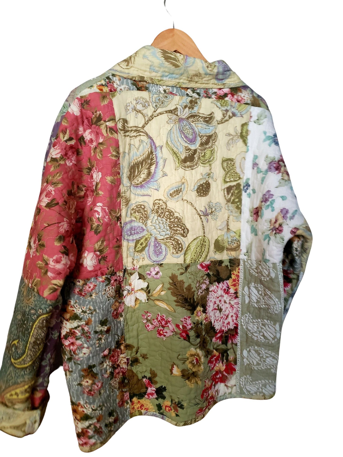 Quilt Coat Jacket - Yellow Cream Toile Patch Floral Fits Most