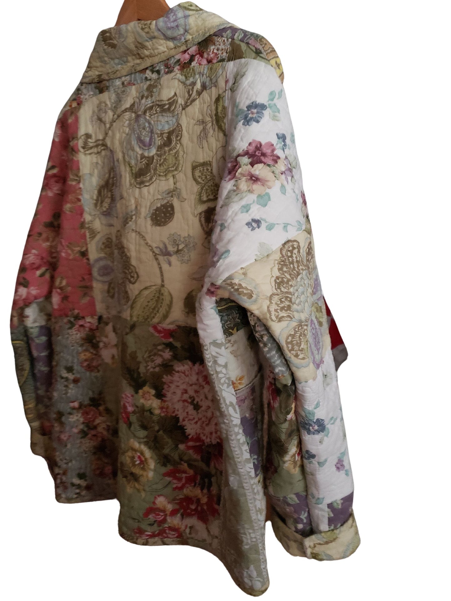 Quilt Coat Jacket - Yellow Cream Toile Patch Floral Fits Most