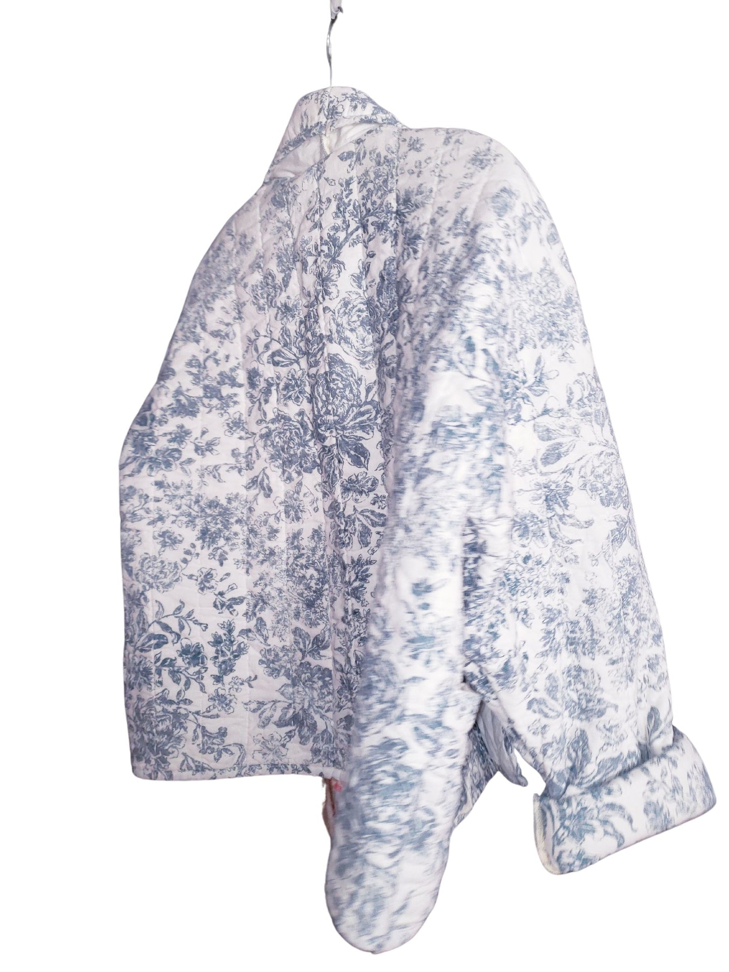 Blue & White Toile Floral print Relaxed Fit Quilt Coat  Fits Most Sizes