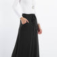 Black Drawstring Pocket front Maxi Skirt