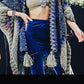 Gorgeous Cobalt & Taupe Chevron Crochet Tassel-Accent Ruana - Women
